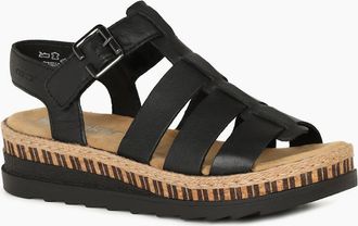 Rieker Womens Costa Rica Womens Wedge Heel Sandals - Black - Size: 3.5