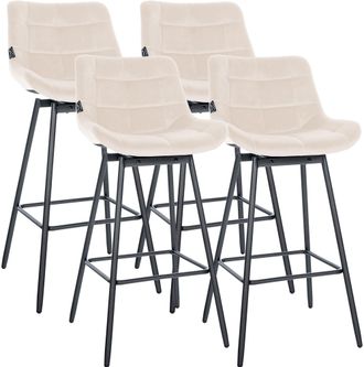 Clp Juego De 4 Taburetes De Bar Weston Giratorios Crema Terciopelo