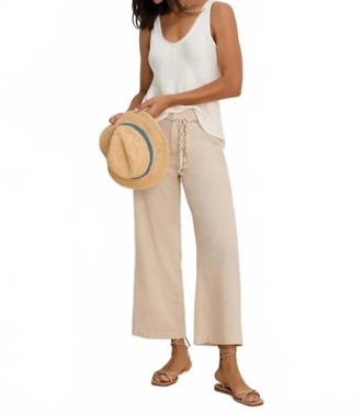 Nic+Zoe Eliot Wide Leg Rumba Linen Belted Crop Pants In Neutral Mix