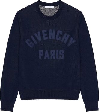 Givenchy Trui met ronde hals en Ottomaans detail - Heren - Ronde hals truien - Blauw - L - Truien & Vesten