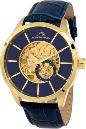 Porsamo Bleu Mens Cassius Automatic Gold Tone & Blue Watch 802BCAL