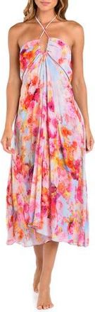 L'agence Cheri Soft Cloud Floral Cover-Up Halter Dress in Multi at Nordstrom Rack, Size Medium
