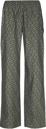 GCDS Elastische Taille Katoenen Broek - Dames - Wijde Broeken - Groen - XS - Katoen - Broeken