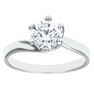 Diamant L'éternel Womens 9ct White Gold Ladies Stone Set Engagement Ring - Size I