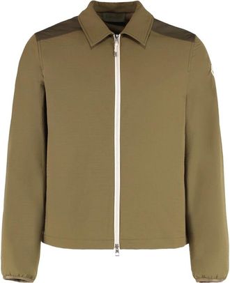 Moncler Gevoerde Seersucker Zip-Up Overhemd - Heren - Zomerjassen - Groen - L - Polyester - Jassen