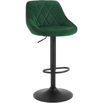 Woltu Sgabelli bar, Set di 1 Sgabelli da Bar in Velluto Sgabelli Alti Cucina con Schienale, Sedie da Bar Regolabile e Girevole, Verde Scuro