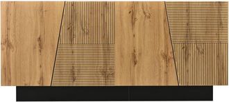 Urban Meuble Aparador moderno de madera y negro con dise&ntilde;o geom&eacute;trico y almacenaje