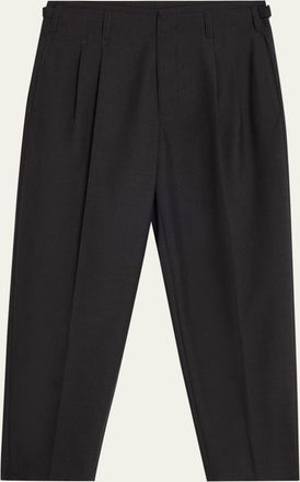 Christophe Lemaire Mens Tropical Polyester and Wool Pleated Pants