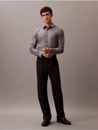 Calvin Klein Mens Cotton Stretch Thin Stripe Slim Button-Down Shirt - Navy - XS