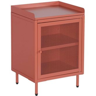 Sweeek Industrial terracotta metal bedside table with 1 mesh door, 40 x 37 x 58,5 cm - Ohio
