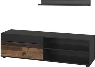 Vicco Mueble de pared Berno, Negro/Antiguo, con 1 solapa, Vicco