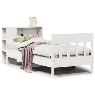 Berkfield Home Bookcase Bed Frame White 75x190 cm Small Single Solid Wood Pine