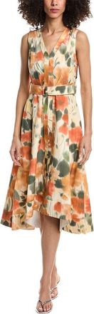 3.1 Phillip Lim Blurred Marigold Sleeveless V-Neck Belted Min Dress