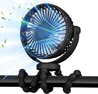 OEM Ventilador Recargable Para Cochecito De Beb&eacute; De 5200 Mah - Soporte Flexible - Giratorio 360&deg; - 3 Ajustes