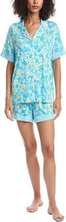 Ellen Tracy 2pc Notch Collar Top & Short Pajama Set