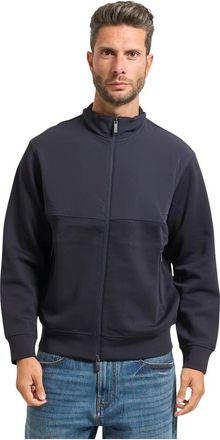 A|X Armani Exchange Omkeerbare Blauwe Trui met Hoge Kraag - Heren - Vesten met rits - Blauw - S - Hoodies & sweatvesten