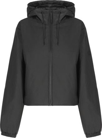 Rains Lohja Black Cropped Padded Hooded Jacket