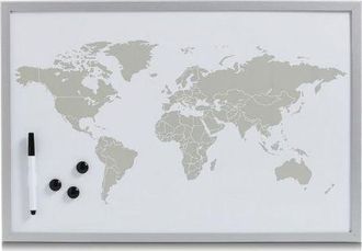 ZELLER Pizarra Mapa Del Mundo Magn&eacute;tica Gris 60x40 Cm