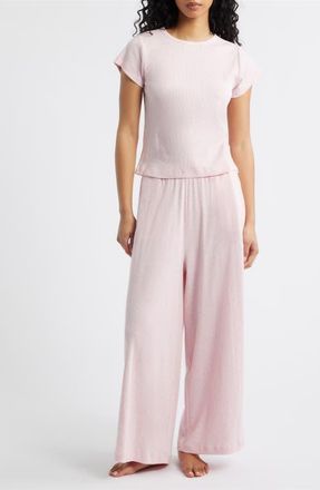 Papinelle Sleepwear Rib Cotton Pajamas in Fairy Tale Pink at Nordstrom, Size Xx-Large