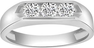 Pompeii3 1Ct Three Stone Diamond Mens Ring Channel Set Band Lab Grown in Gold