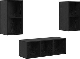 vidaXL Vidaxl - Juego de muebles de tv 3 pcs Roble negro 37 x 37 x 107 cm