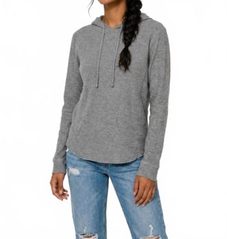 Vince Ultra Soft Ribbed Hoodie In Grey 080