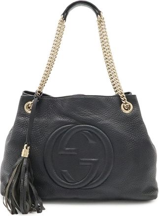 Gucci Soho Black Leather Shoulder Bag Tote Bag (Pre-Owned)