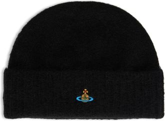 Vivienne Westwood Accessoires, Dames, Zwart, ONE Size, Orb Geborduurde Gebreide Muts