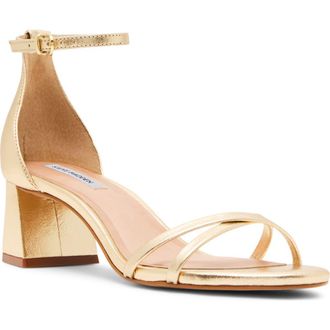 Steve Madden Rae Ankle Strap Sandal in Gold Leath at Nordstrom, Size 6.5