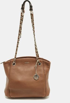 DKNY Dkny Brown Leather Chain Shoulder Bag