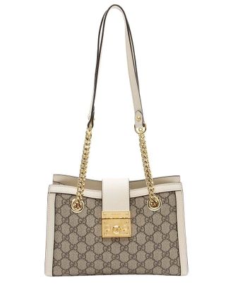 Gucci Beige Gg Supreme Canvas Padlock Chain Small Shoulder Bag (Authentic Pre-Loved)