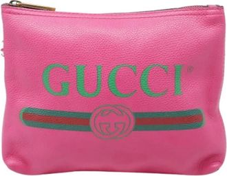 Gucci Pre-owned Medium Portfolio Zipped Clutch Bag - Dames - Vintage Clutch - Roze - ONE Size - Leer - Vintage