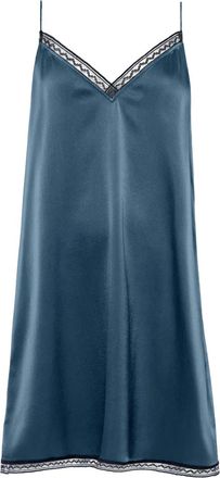 Eres Bucolique zijden nachthemd met kanten afwerking - Blauw