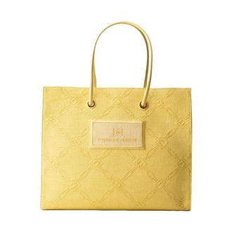 Elisabetta Franchi Handbags, female, Yellow, ONE SIZE, Chic Jacquard Shopper Bag