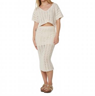 Roxy Sea Swirl Crechet Skirt In Parchment Solid
