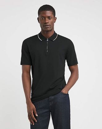 HUGO BOSS Short Sleeve Zip Neck Polo