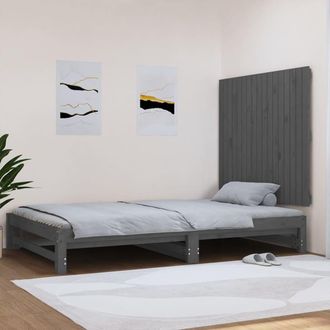 vidaXL Cabecero De Cama De Pared Madera Maciza Pino Gris 108x3x90 Cm Vidaxl