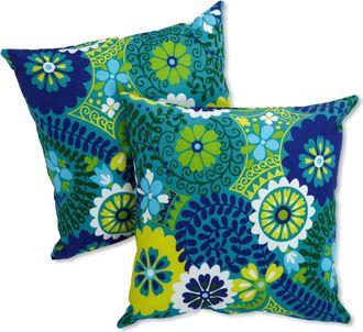 Blazing Needles 17-inch Outdoor Knife Edge Throw Pillows (Set of 2)