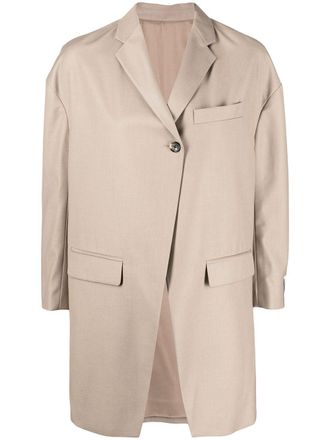 Rokh single-breasted asymmetric blazer - women - Wool/Polyester/Rayon - S - Brown