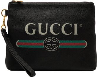 Gucci 2000-2015 leren clutch met logo - Zwart