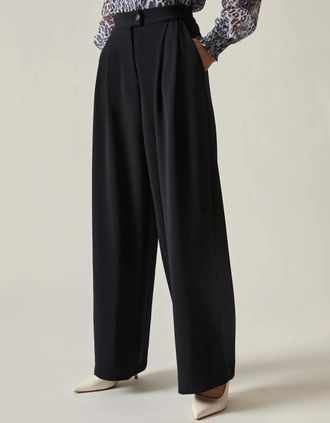 James Lakeland Womens Navy Wide Leg Suit Trousers - Black - Size: 12/12