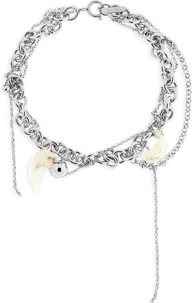 Justine Clenquet Lewis Mixed Chain & Seashell Necklace in Palladium at Nordstrom