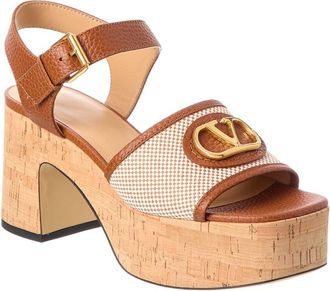 Valentino Vlogo 80 Canvas & Leather Platform Sandal