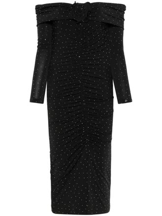 Nissa crystal-embellished midi dress - women - Spandex/Elastane/Polyester - 36 - Black
