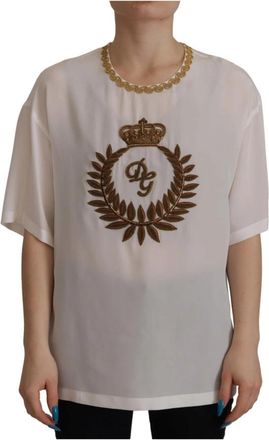 Dolce & Gabbana Zijden Top - Dames - Blouses - Wit - 2XS - Overhemden
