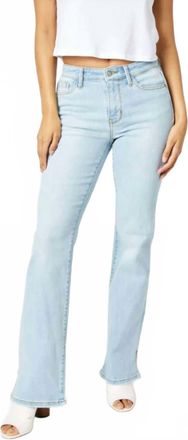 Judy Blue Mid Rise Side Slit Bootcut Jeans In Light Wash
