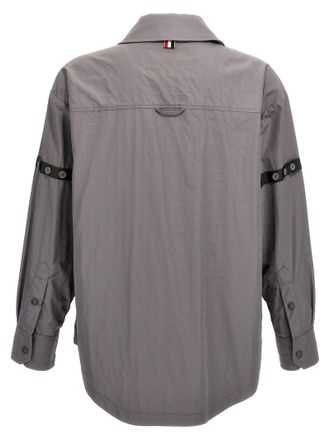 Thom Browne Ripstop Nylon Snap Front Overshirt - Gray