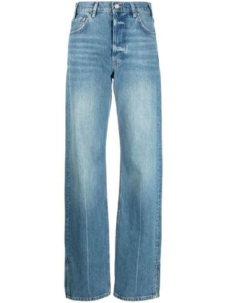 Anine Bing Jeans dritti con spacco alla caviglia - Blu