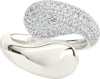 Sterling Forever Silver Cz Cecilia Open Ring