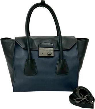 Prada Pre-owned Handbags, female, Blue, Size: ONE SIZE Pre-owned Leather Handbag